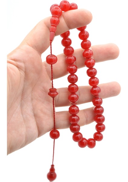 Usta Işi Sistemli Basık Küre Kesim Vişne Rengi Sıkma Kehribar Tesbih fırsatları