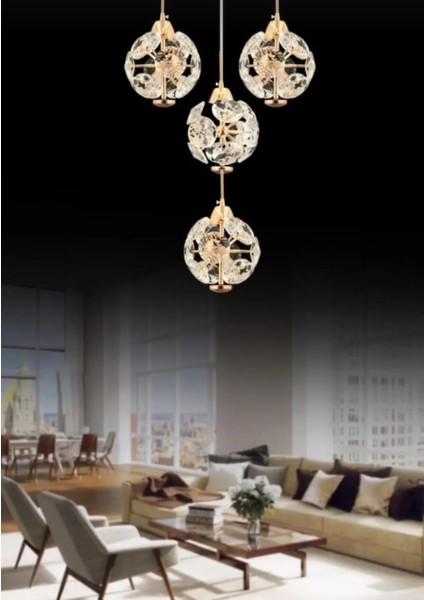 Mir LED Aydınlatma Avize Dali 4'lü Gold 3 Renk Ledli Modern LED Avize 2 Yıl Garantili fiyatları