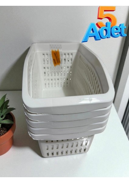 5 'libeyaz Plastik Çok Amaçlı Organizer Sepet – Delikli Tasarım, Mutfak & Banyo Düzenleyici