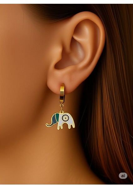 Filli Çelik Küpe gümüş renk Nazar Boncuklu Şans Getiren Küpe modelleri