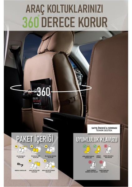 Jeep Comander ile Uyumlu Lüx Deri Oto Koltuk Kılıfı Ön Arka Takım Trend Bej indirimleri