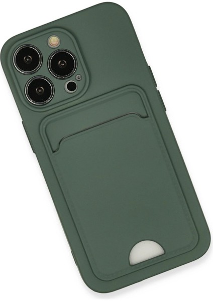 Apple iPhone 13 Pro Kılıf Card Flex Kılıf (Kartlıklı) - Koyu Yeşil modelleri