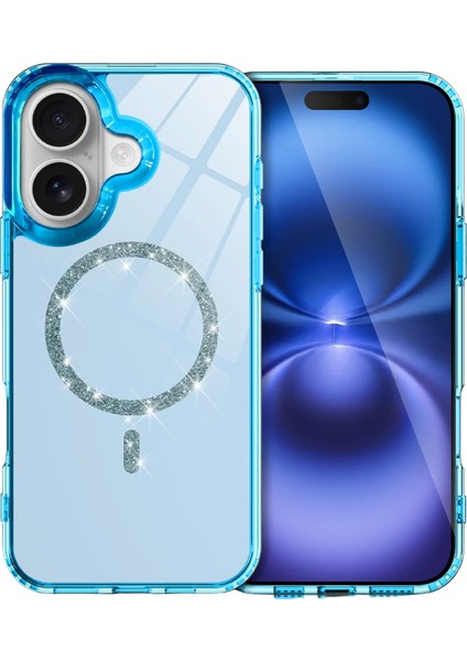 Apple iPhone 16 Plus Crystal Magsafe Kapak – Slim, Zarif & Hafif Tasarım - Mavi indirimleri