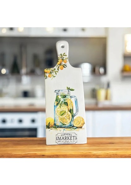 Limon Desenli Dekoratif Sunumluk, Duvar Süsü, 30*15 Cm, Seramik, El Yapımı