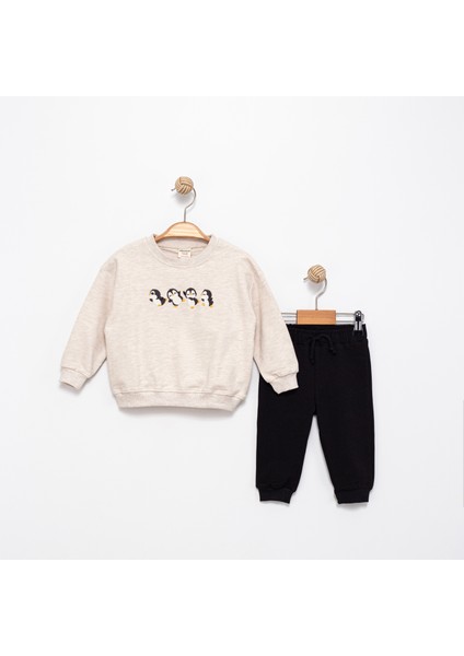 Penguen Desenli Erkek Bebek Sweatshirt ve Eşofman Alt Takımı fiyatları