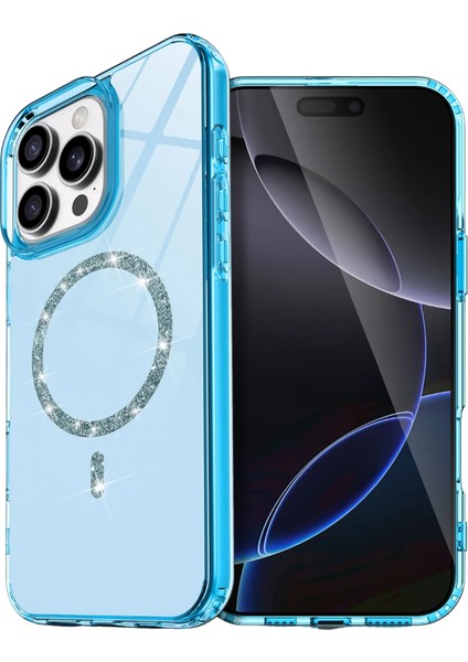 Apple iPhone 16 Pro Max Crystal Magsafe Kapak – Slim, Zarif & Hafif Tasarım - Mavi