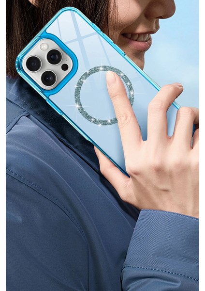 Apple iPhone 16 Pro Max Crystal Magsafe Kapak – Slim, Zarif & Hafif Tasarım - Mavi indirimleri
