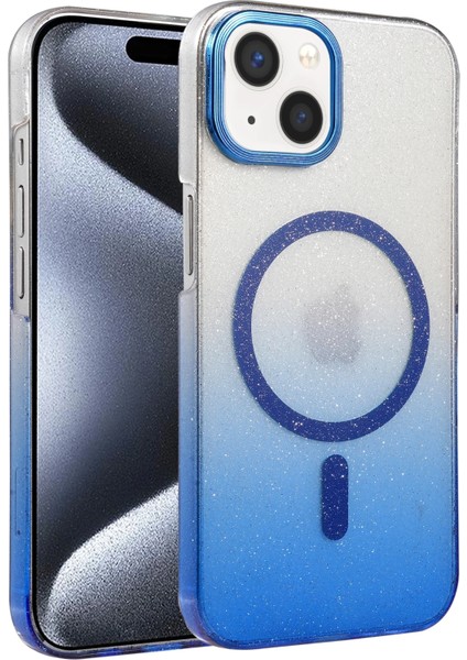 Apple iPhone 15 Plus Selene Shine Magsafe Case – Elegant Glossy Kılıf (Işıltılı Premium Kapak) - Mavi