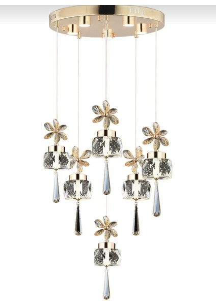 6'lı Yuvarlak Gold Kelebek LED Avize Kristal Ledli Modern Oturma Odası Büyük Salon Sarkıt fiyatları