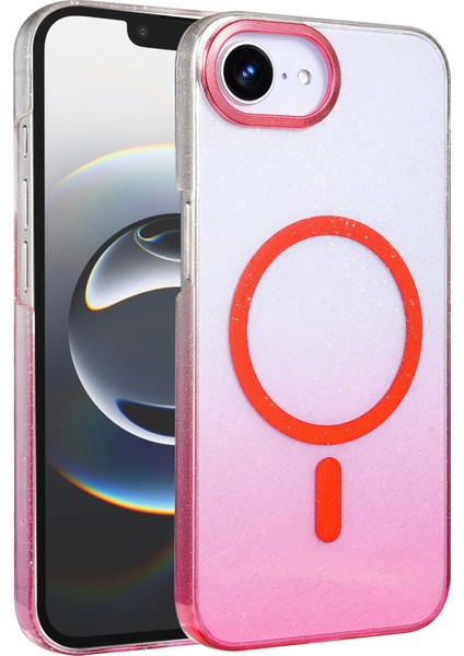 Apple iPhone 16E Selene Shine Magsafe Case – Elegant Glossy Kılıf (Işıltılı Premium Kapak) - Pembe