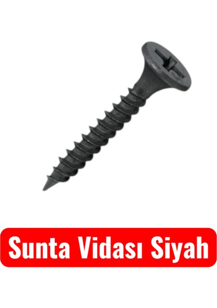 3,5X35 Sunta Mdf Ağaç Menteşe Ray Montaj Vidası Siyah (100 Adet)