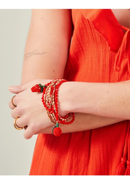 Çilekli Streç Bileklik Set x 9
