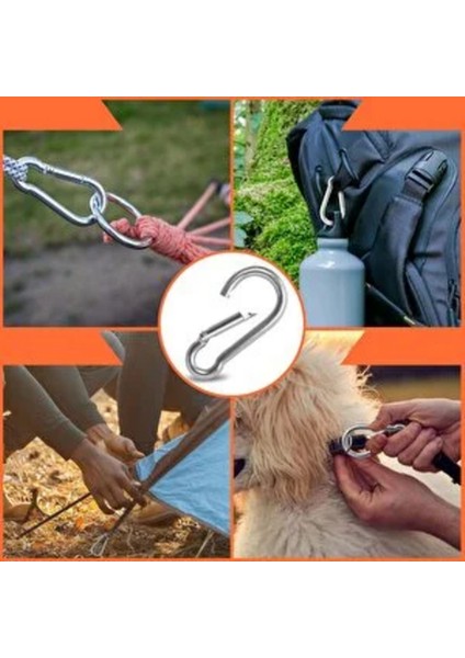 BRATİ HAND TOOLS Karabina 6 mm Yaylı Kanca Çelik Kilit Olta Dağcılık Kamp Malzemeleri Salıncak Anahtar Askı 5 Adet fiyatları