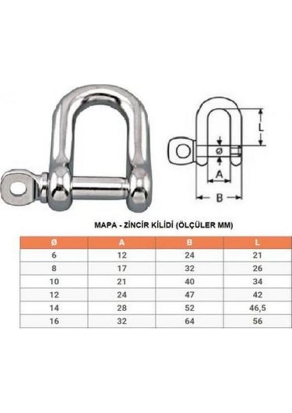 Zincir Kilidi 6 mm Kilitli Karabina U Tipi Mapa Kilit Salıncak Askısı Ek Bağlantı Parça Aparat 5 Ad indirimleri