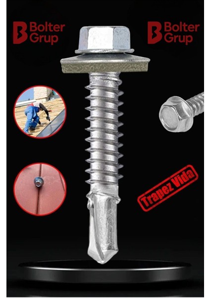 BRATİ HAND TOOLS Çatı Vidası Trapez Vida Seti – 25’li Paket 6,3 Serisi (25MM-60MM Arası 5 Ölçü) fiyatları