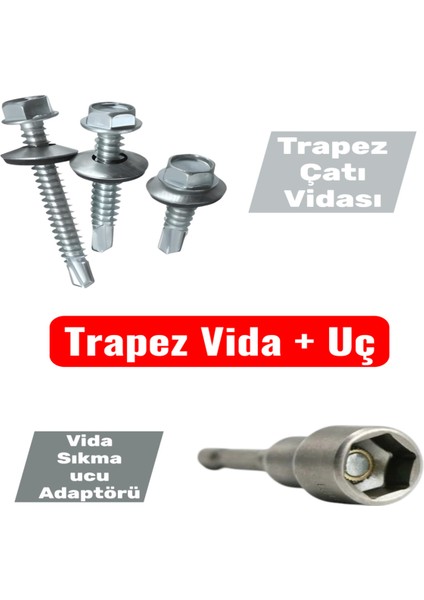 Trapez Çatı Panel Vidası (5,5X76MM - 50'li Paket) M8 Vida Sıkma Ucu (1 Adet)