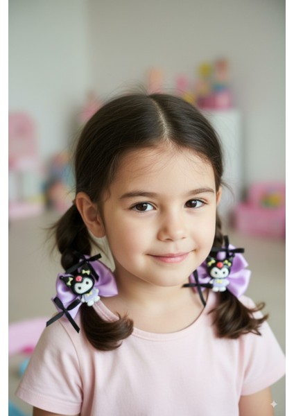 Kuromi Toka 2'li Okul Tokası Kız Çocuk Tokası Kıstırmalı Toka