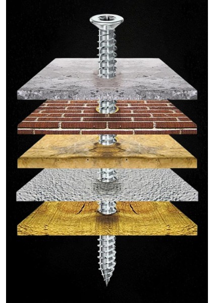 Buldex Vida 7.5X60 mm 50 Adet Sivri Uçlu Dübelsiz Beton Vidası Tork Duvar Vidası Buldeks