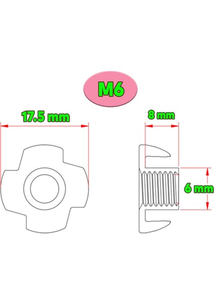 Çakma Ağaç Somunu M6 Çinko (50 Adet) modelleri