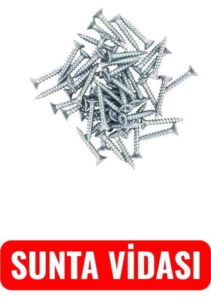 3,5X35 Sunta Mdf Ağaç Menteşe Ray Montaj Vidası (100 Adet)