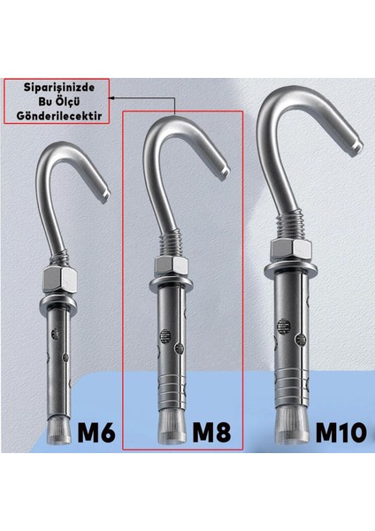 Kancalı Çelik Dübel M8 Salıncak Boks Torbası Avize Için Gömlekli Açık Ağız Kanca 5 Adet fırsatları