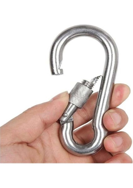 Karabina Kilitli 8 mm Yaylı Kanca Çelik Kilit Tırmanma Olta Kamp Ekipmanları Hamak Askı 5 Adet fiyatları