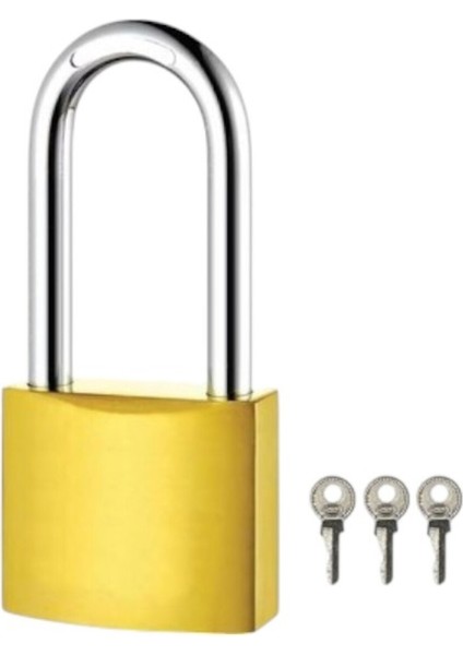 Sarı Döküm 3 Anahtarlı Asma Kilit 32 mm Uzun