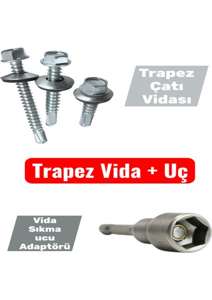 Trapez Çatı Vidası (5,5X60MM - 50'li Paket) M8 Vida Sıkma Ucu (1 Adet)