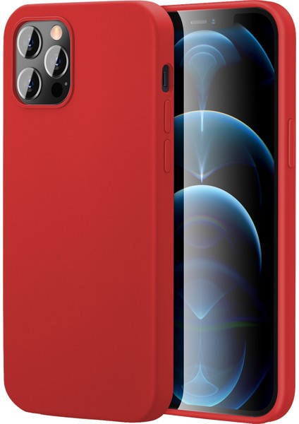 Apple iPhone 13 Pro Max 6.7'' İnce Mat Silikon Kılıf Kırmızı