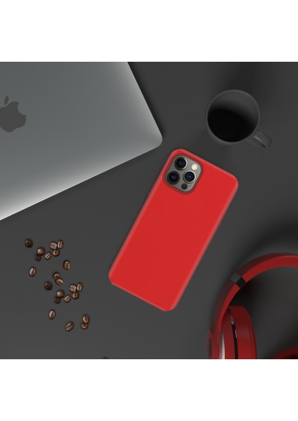 Apple iPhone 13 Pro Max 6.7'' İnce Mat Silikon Kılıf Kırmızı modelleri