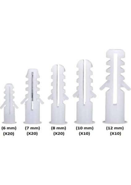 Plastik Dübel Karma Seti Paket 80 Adet