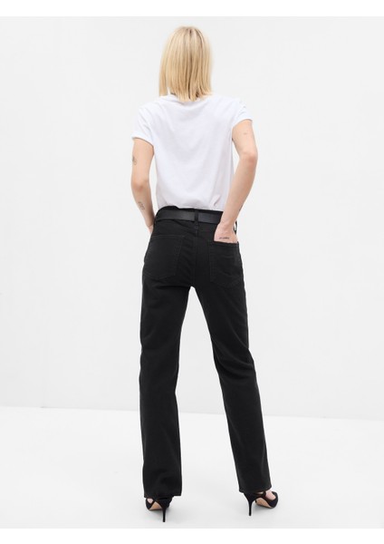 Kadın Siyah High Rise '90s Loose Jean Pantolon