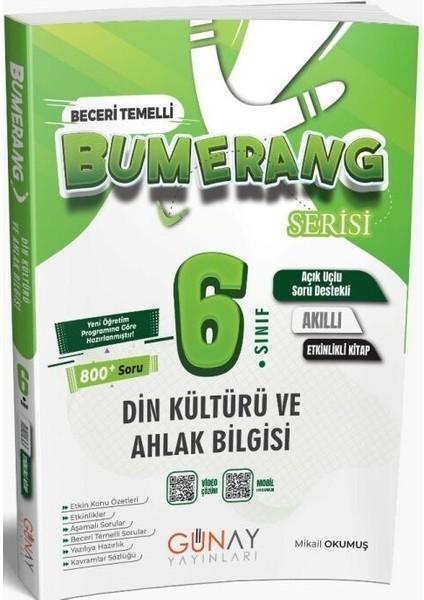 6. Sınıf Din Kültürü ve Ahlak Bilgisi Etkinlikli Bumerang Serisi Günay Yayınları