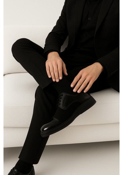 GR0353 Nubuk Detaylı Hakiki Deri Küçük Numara 39 Numara Topuksuz Poli Taban Klasik Ayakkabı fiyatları