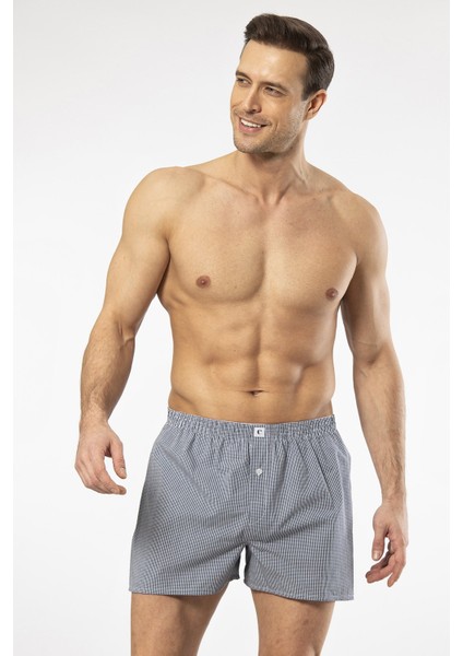 Poplin Erkek Boxer 1113/KARELİ Lacivert indirimleri
