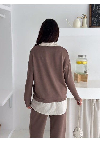 Polo Yaka Gömlek Detay Salaş Balon Pantolunlu Ikılı Takım fiyatları