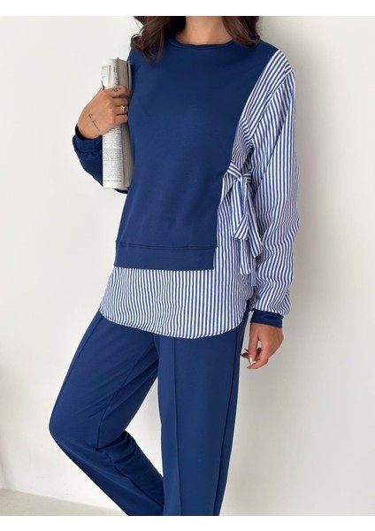 Kadın Gömlek Detay Çizgili Yandan Bağlamalı Ikili Takım fiyatları