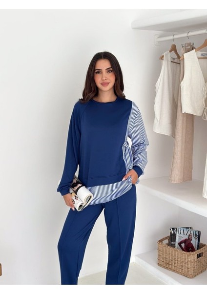 Kadın Gömlek Detay Çizgili Yandan Bağlamalı Ikili Takım fırsatları
