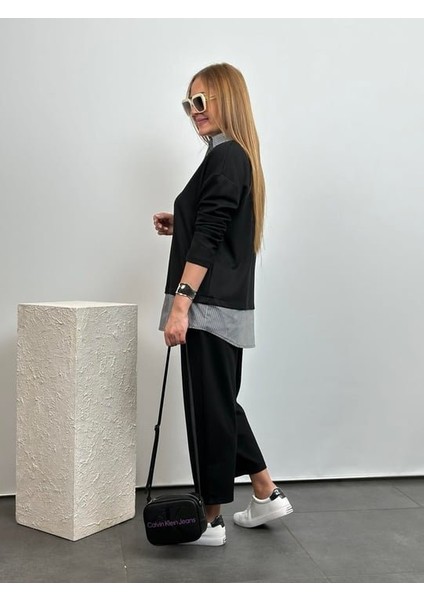 Polo Yaka Gömlek Detay Salaş Balon Pantolunlu Ikılı Takım indirimleri