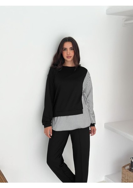 Kadın Gömlek Detay Çizgili Yandan Bağlamalı Ikili Takım fiyatları