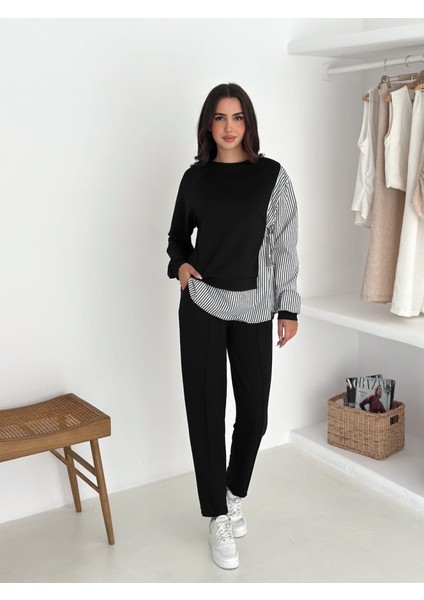 Kadın Gömlek Detay Çizgili Yandan Bağlamalı Ikili Takım fırsatları