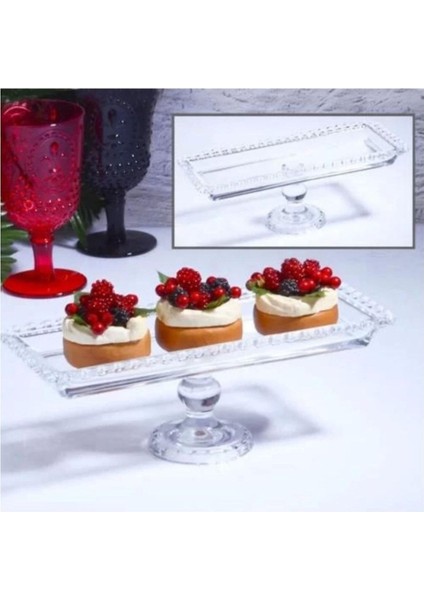 Turuncu Cam Ayaklı Servis Tabağı 30X13X11CM, Şık ve Kullanışlı Ev Gereciği