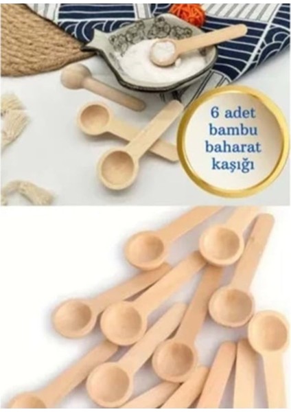 6 Adet Bambu Ahşap Baharat ve Ölçü Kaşığı Seti, Şık ve Doğal Tasarım
