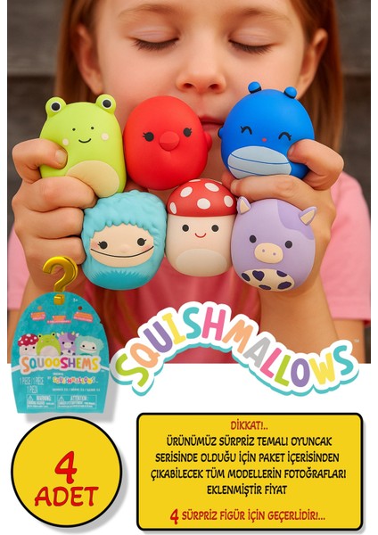 Squishmallows Squooshems – 4 Adet - 6.5 cm Vıp Sürpriz Yumuşacık Koleksiyon Oyuncağı Seri 11