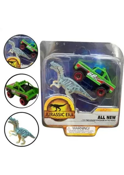 Die Cast Metal Yeşil Pikap ve Gri Dinozor fiyatları