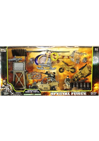 Gözcü Kulesi Helikopter ve Jeep Li Askeri Set