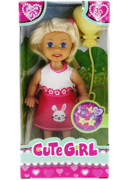 Cute Girl Sarı Balonlu Sarışın Mini Bebek