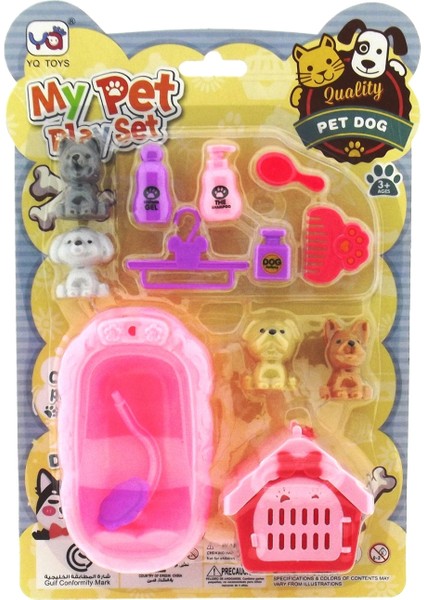 Pembe Küvetli Evcil Hayvan Bakım Seti