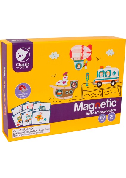 Classic World Ahşap Mıknatıslı Oyun Seti Taşıtlar