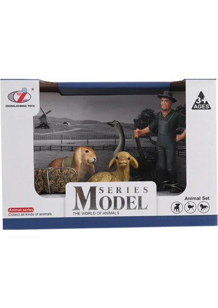 Kutulu Model Çiftçi, Oturan Kuzu,tavşan, Kaz